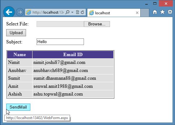 Binding Excel File in ASP.NET